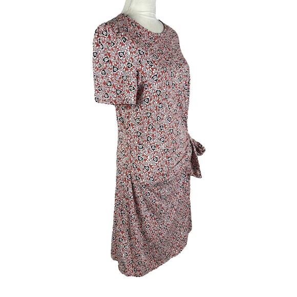 Boden Knot Front Jersey Casual Dress in Tomato Clover Swirl Size US 14 R - Picture 3 of 7
